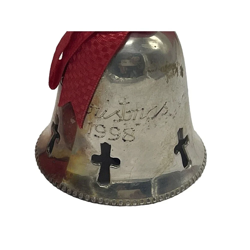 VINTAGE International Silver Co Silverplated Christmas Bell 4” Ornament. 1998